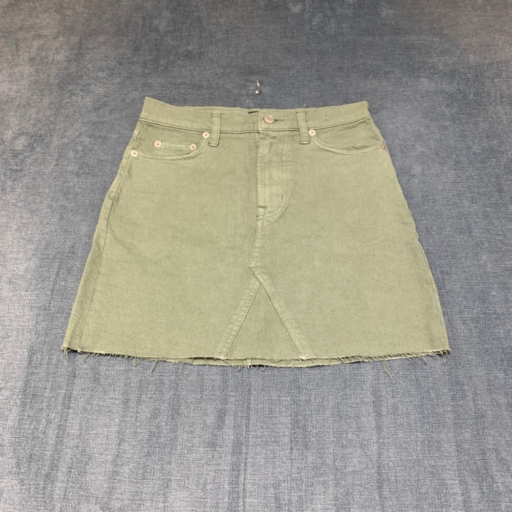 Gap Denim A-Line Skirt Womens 25 Olive Green Cotton Stretch Classic Outdoor Cozy
